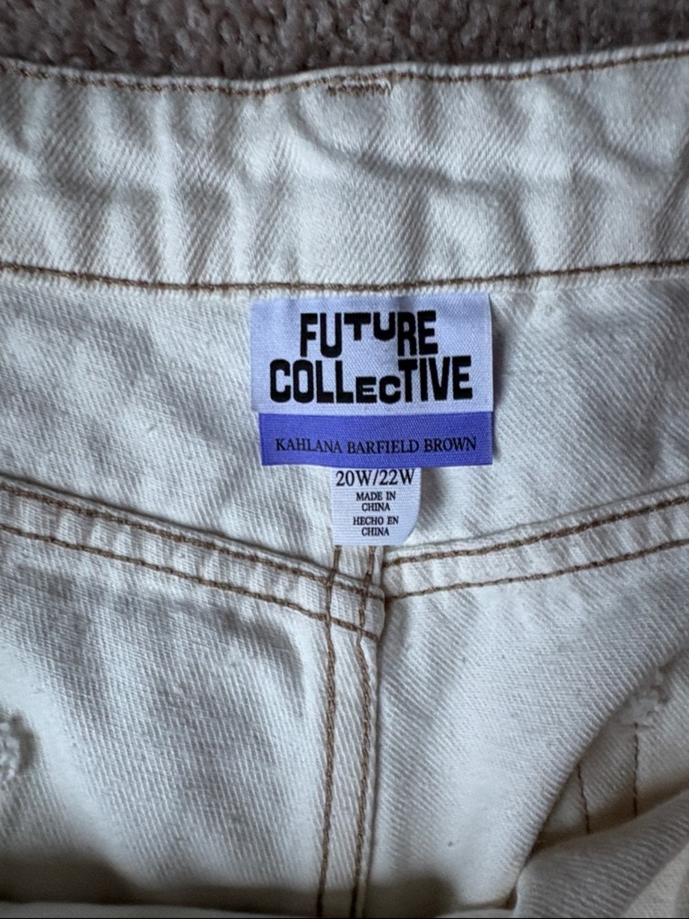 Cream Straight-Leg Jeans - Picture 2 of 5